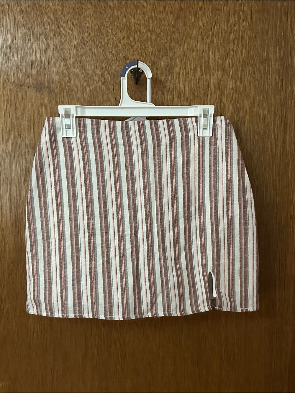 Altar'd State Brown and White Striped linen Mini Skirt